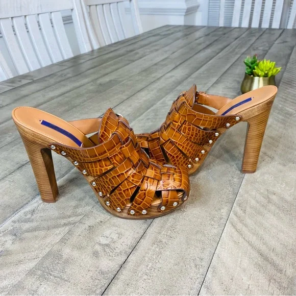 New Ralph Lauren Purple Label Woven Leather Clog Heels Women’s Size 9.5 - Picture 6 of 8